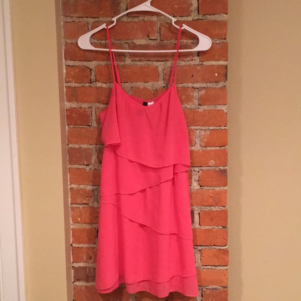 H&M Coral Tiered Chiffon Tank Dress
